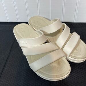 CROCS Women's Cream Slide Sandals size 8W